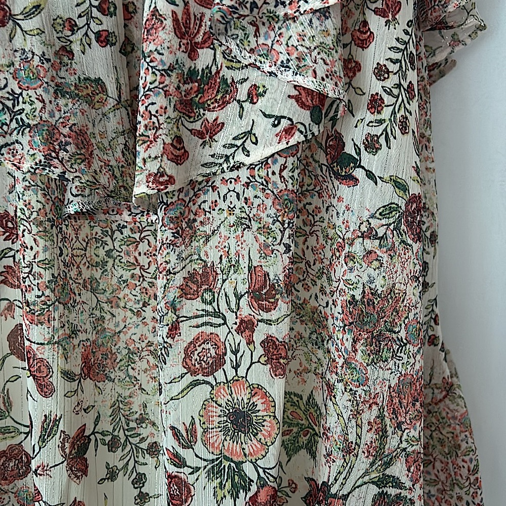 Victoria’s Secret Pale Pink Floral Metallic Threading Shirt Top **Size XS** 🌸🌸 - Picture 5 of 7